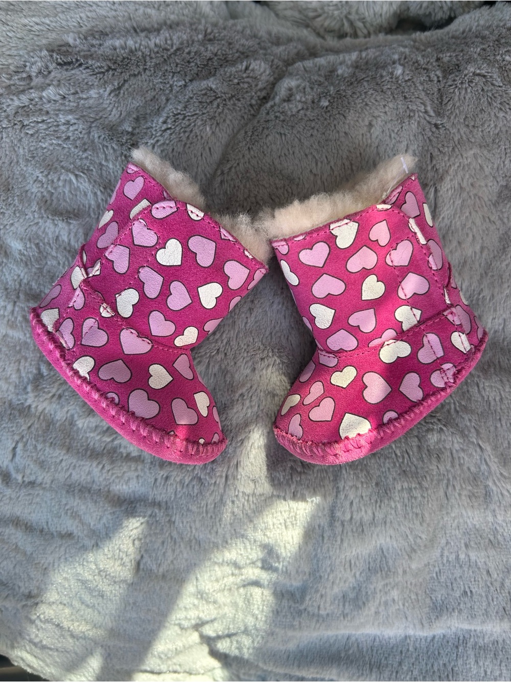 UGG Pink Heart Kids Booties with Plush Lining